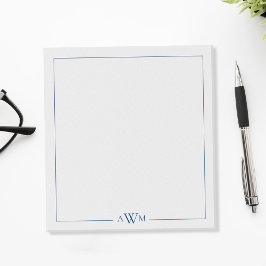 Bloco De Notas Minimalist Blue Three Letter Monogram