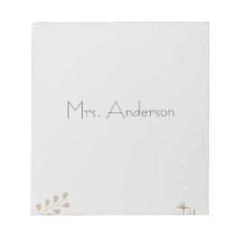 Bloco De Notas Minimalist Boho Personalized Teacher Notepad