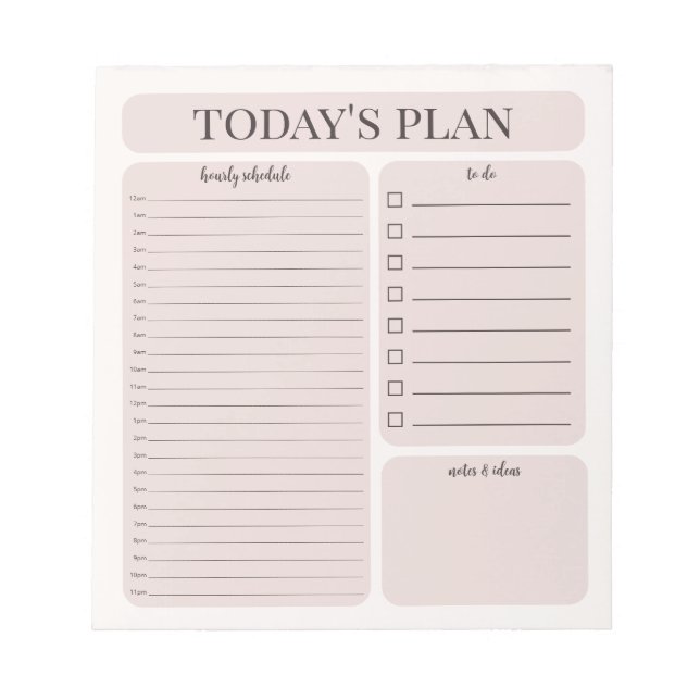 Bloco De Notas Minimalist Daily Planner Notepad | Hourly To Do (Frente)
