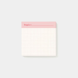 Bloco De Notas Minimalist HandDrawn Grid Topic Header Ballet Pink