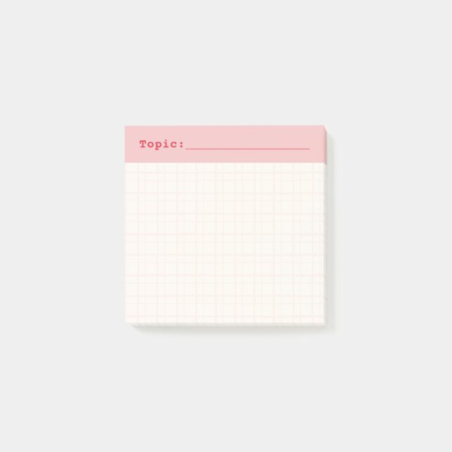 Bloco De Notas Minimalist HandDrawn Grid Topic Header Ballet Pink (Frente)