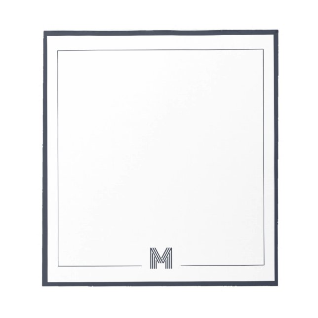 Bloco De Notas Minimalist Monogram Double Border Stationery (Frente)