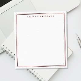 Bloco De Notas Minimalist Red Monogram Two Border