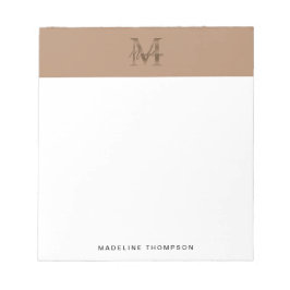 Bloco De Notas Minimalist Script Metallic Taupe Gold Monogram