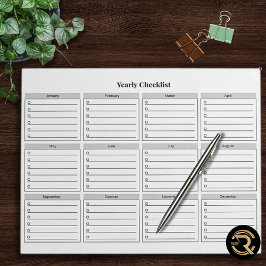Bloco De Notas Minimalist Yearly Checklist Notepad