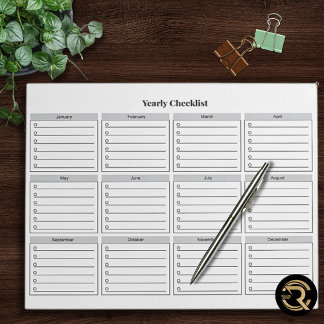 Bloco De Notas Minimalist Yearly Checklist Notepad