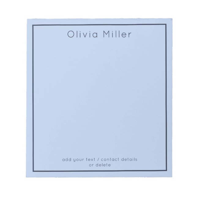 Bloco de Notas Minimalista Azul Céu Suave (Frente)