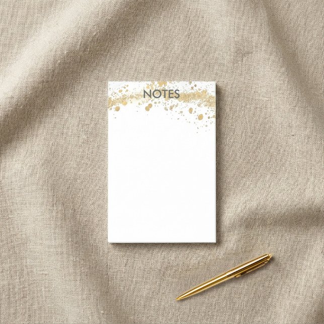 Bloco De Notas Minimalista de pintura Dourada (Gold paint Splatter Minimalist Post-it Notes.)