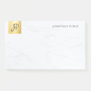 Bloco De Notas Minimalista Dourado E Marble Moderno, Modelo Elega