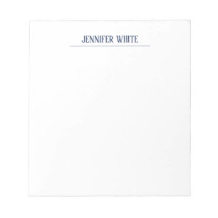 Bloco De Notas Minimalista Elegante Azul e Branco Simples Retro