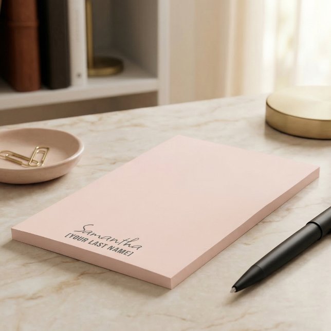 Bloco de Notas Minimalista Feminino | Bege Rosa (Feminine Minimalist Notepad  Rose Beige)