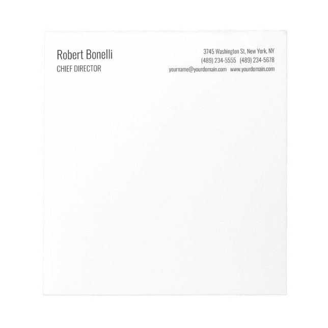 Bloco De Notas Minimalista Moderno Branco Simples (Frente)