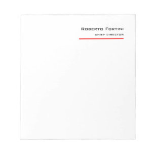 Bloco De Notas Minimalista Moderno Vermelho Branco Simples
