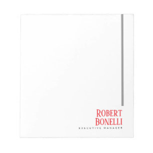 Bloco De Notas Minimalista Preto Vermelho & Branco Moderno Simple
