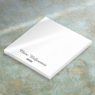 Bloco De Notas Minimalista Script Personalizado Preto e Branco