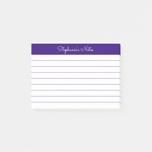 Bloco De Notas Mínimo Elegante Roxo Vinculado Personalizado (Frente)