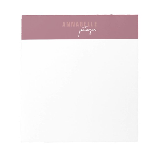 Bloco De Notas Mínimo moderno Rosa profissional com empoeiramento (Frente)