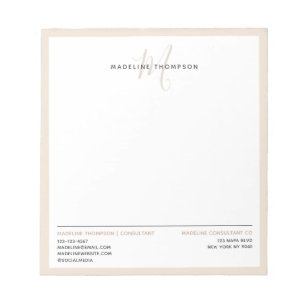 Bloco De Notas Mínimo Monograma com Areia Letterhead