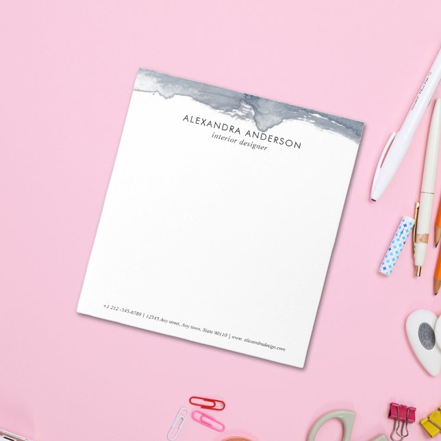 Bloco De Notas Mínimo para Cinza Profunda Elegante (Elegant Deep Gray Watercolor Professional Minimal Notepad)