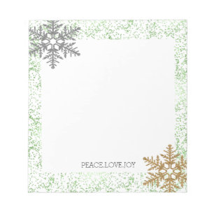 Bloco De Notas Mint Confetti Pontos Snowflakes