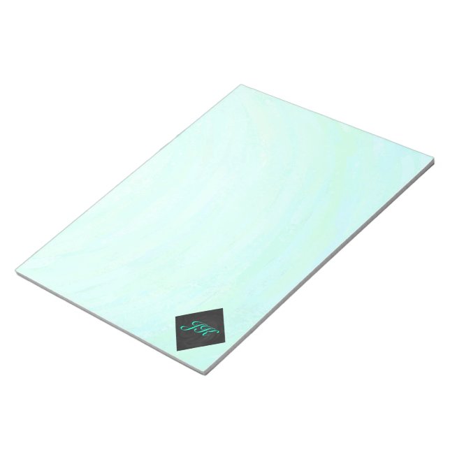 Bloco De Notas Mint Ice Blue e Black Monograma (Inclinado)