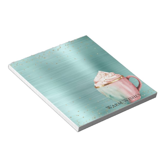 Bloco De Notas Mint Rosa Dourada de Cacau Deseja Confetti Sparkle (Inclinado)