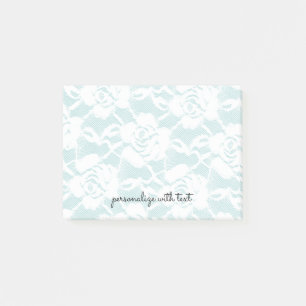Bloco De Notas Mint White Lace Rosas Floral