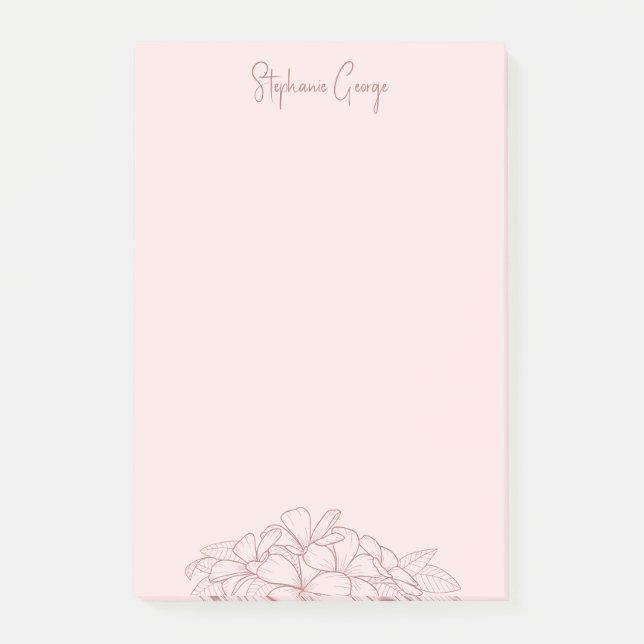Bloco De Notas minúsculo botânico feminino rosa simples (Frente)
