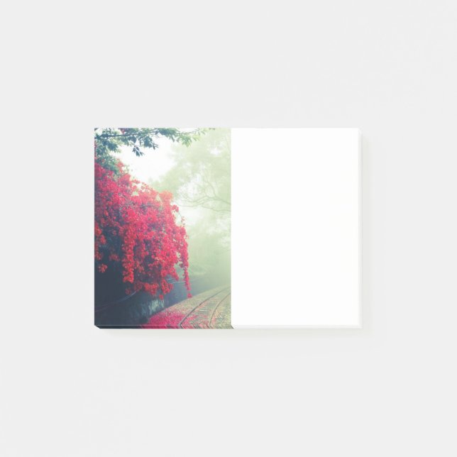 Bloco De Notas Misty Railroad Tracks Foto Cênica (Frente)