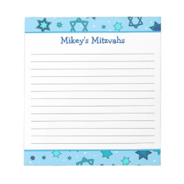 Bloco De Notas Mitzvah Notepad - Estrela Azul Claro de David