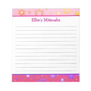 Bloco De Notas Mitzvah Notepad - Estrela Rosa de David