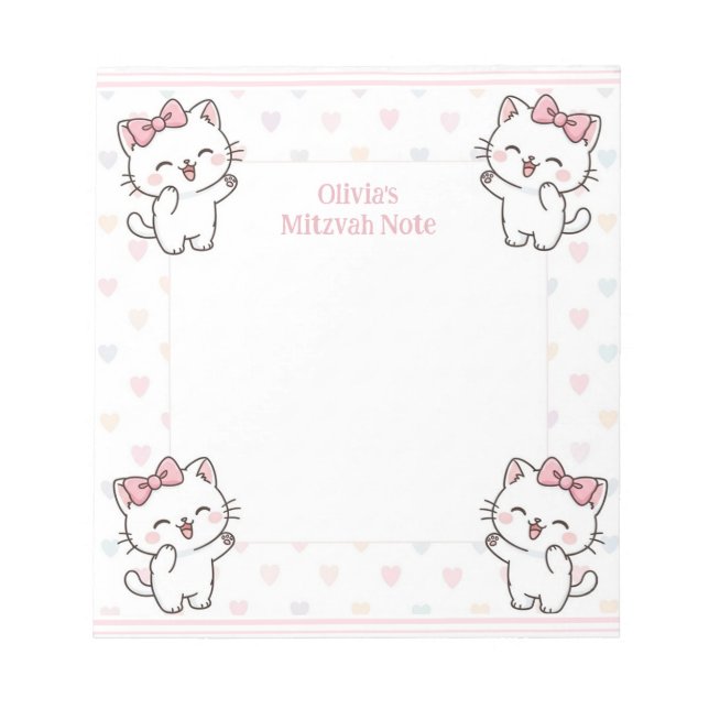 Bloco De Notas Mitzvah Personalizado Nota Gatos de Gatinhos do Bl (Frente)