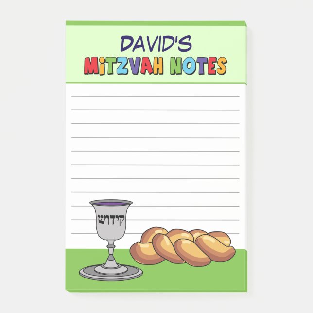 Bloco De Notas Mitzvah Verde Personalizada Infantil (Frente)