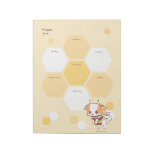 Bloco De Notas Mochi Bee Cute Puppy Bee Bee Bee Planner Semanal