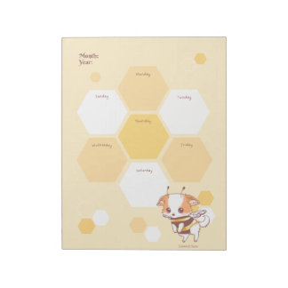 Bloco De Notas Mochi Bee Cute Puppy Bee Bee Bee Planner Semanal
