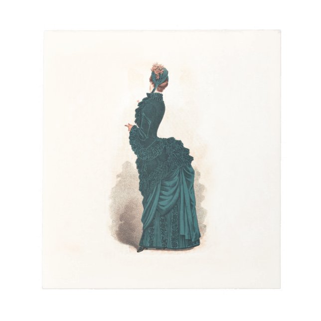 Bloco De Notas Moda de Vestido Victoriano Azul Elegante (Frente)