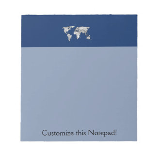Bloco De Notas Modelo de Arte do Mapa Mundial Único