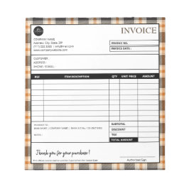 Bloco De Notas Modelo de Fatura Comercial de Borda de Xadrez Míni