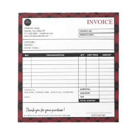 Bloco De Notas Modelo de Fatura Comercial de Borda de Xadrez Míni