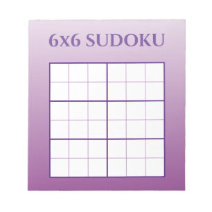Bloco De Notas Modelo de Grelha Sudoku Roxo Ombre 6x6