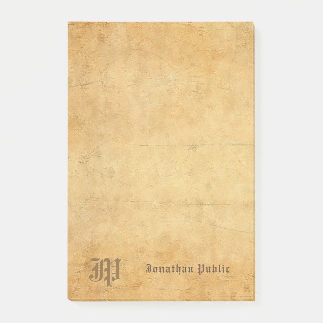 Bloco De Notas Modelo de Monograma Elegante Manuscrito Nostálgico (Frente)
