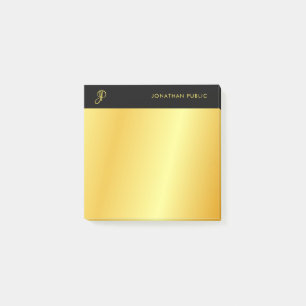 Bloco De Notas Modelo de Monograma Elegante Preto E Dourado