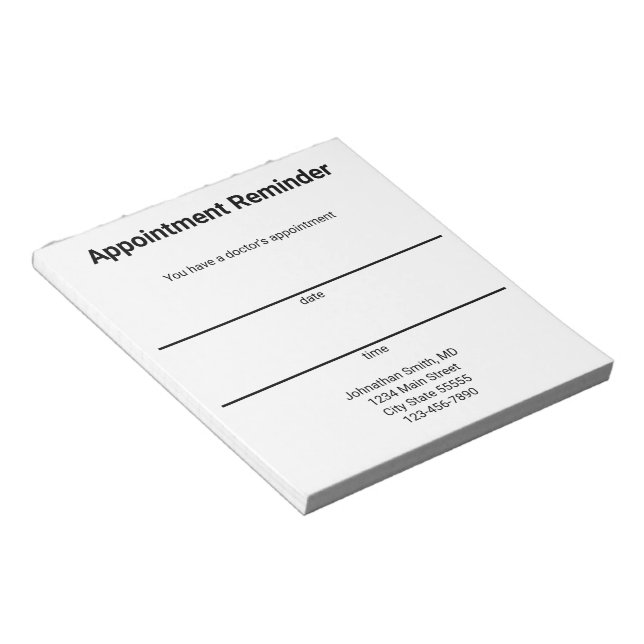 Bloco De Notas Modelo de Negócios de Lembrete de Consulta Médica (Inclinado)