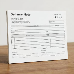 Bloco De Notas Modelo de Nota de Entrega Formulário com Logotip