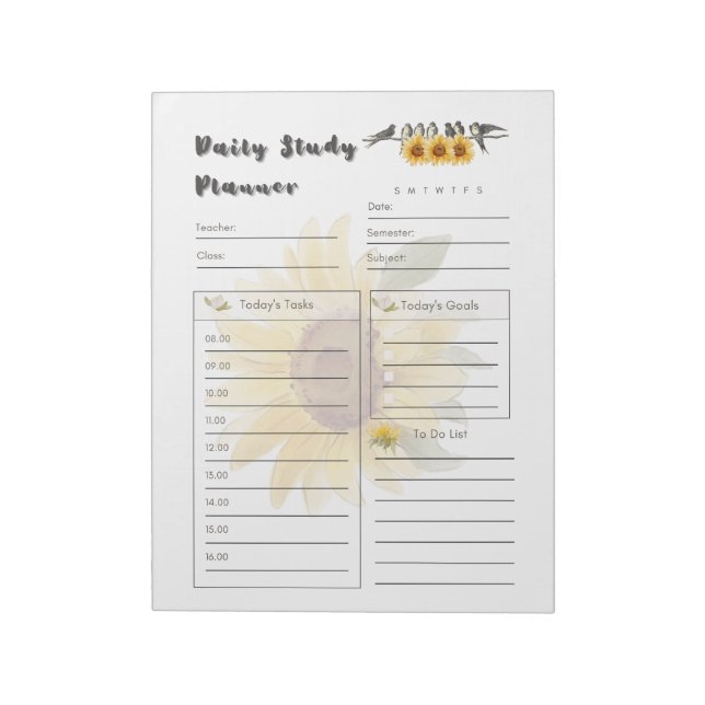 Bloco De Notas Modelo de Planejador Diário de Estudos Definitivo (Invertido)