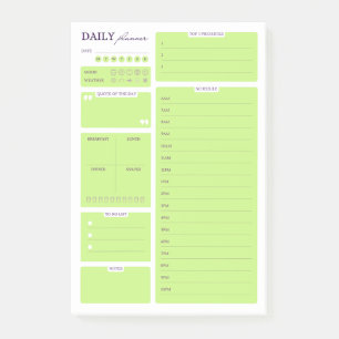 Bloco De Notas Modelo de planejador diário minimalista em verde l