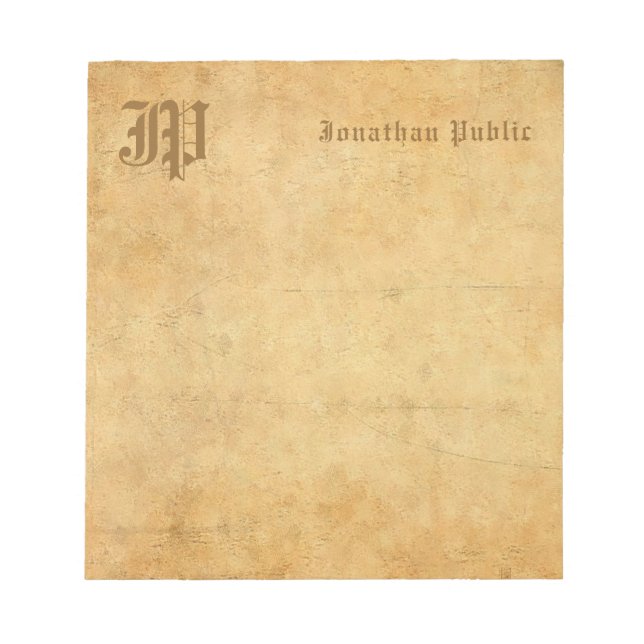 Bloco De Notas Modelo Elegante de Texto com Letra Manual Monogram (Frente)