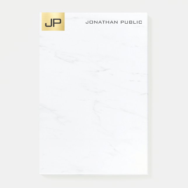 Bloco De Notas Modelo Simples E Elegante Dourado E Marble (Frente)