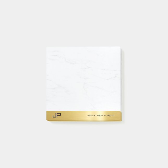 Bloco De Notas Modelo Simples Elegante Moderno Dourado E Marble (Frente)