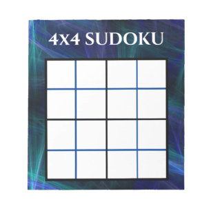 Bloco De Notas Modelo Sudoku Azul abstrato 4x4